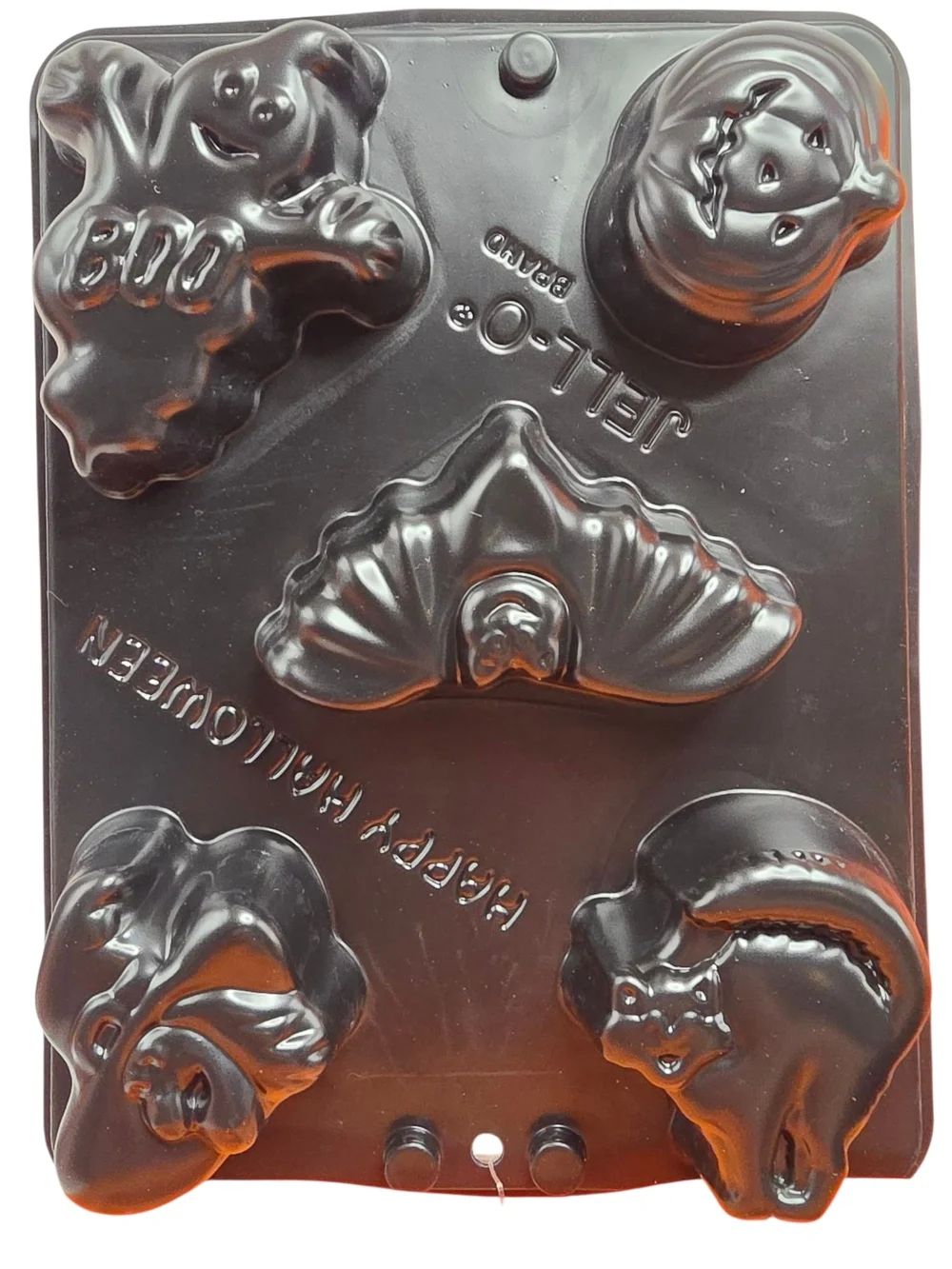 Jello Halloween Mold Set Plastic Gelatin Ice Cube Tray Black Orange Vintage Lot4